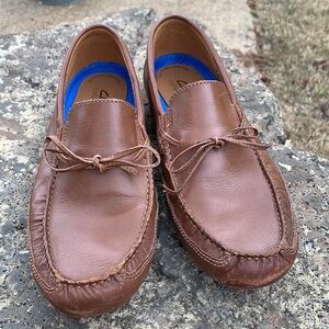 Clarks Markman Lace Dark Tan Leather Slip-On Shoes Driving Loafers Size 11
